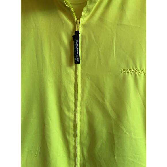 Men’s XL Cycling VEST Neon Yellow Full Zip Polyester Performance Jacket Biking - Picture 5 of 7